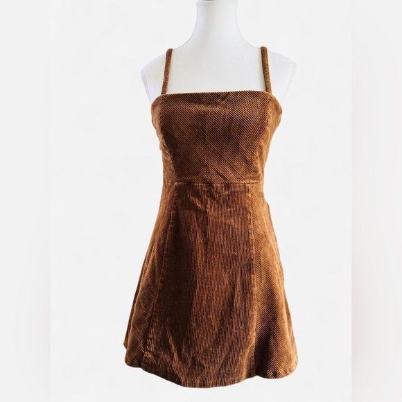 Forever 21 Brown Corduroy A-Line Mini Dress Size M - Picture 3 of 10